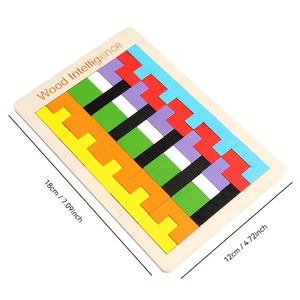 Colorful Wooden <b>Puzzle</b> Blocks Montessori Educational Building Block Set 50 Pieces DIY Table <b>Game</b> for Kids for Intelligence - Product Image 6