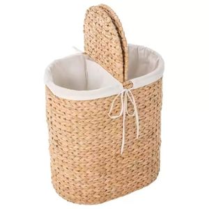 Cesta de jacinto de agua natural, cuenco decorativo hecho a mano para servir, respetuoso con el medio ambiente, regalo ligero listo, organizador al por mayor - Product Image 2
