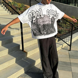 Ropa de calle cuadrada con logotipo personalizado para hombre, camisetas de algodón DTG pesado, longitud corta, talla grande, estilo informal, venta al por mayor, longitud corta - Product Image 1