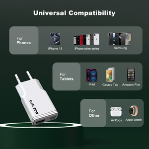 Caricabatterie Ultra Sottile a 2 Porte Gan PD 20W per <span class=keywords><strong>iPhone</strong></span> Samsung, Adattatore Portatile per Ricarica Rapida, <span class=keywords><strong>Caricatore</strong></span> da Muro Tipo <span class=keywords><strong>C</strong></span> per Dispositivi Mobili - Product Image 6