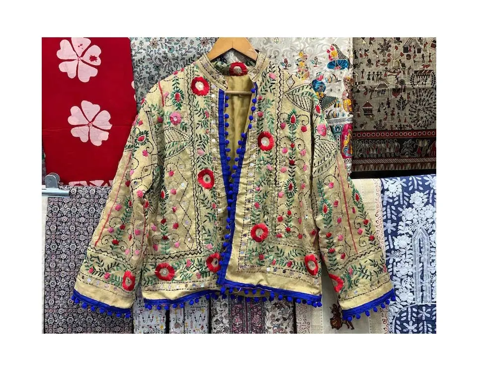 Indian Traditional Phulkari Embroidered Jacket, Boho Hippie Kutch Handcrafted Banjara Jacket Coat for Women, Bohemian Jacket,