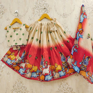 Shoryam Fashion Lehenga Choli rouge en polyester imprimé Kamdhenu, longueur ras du sol, pour filles, tenue de fête, Diwali, mariages, vêtements ethniques, recyclé - Product Image 1