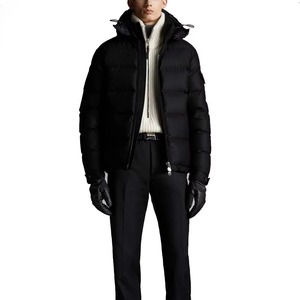 Custom Black Puffer <b>Jacket</b> Waterproof <b>Canvas</b> Reversible Adjustable Hood Winter Outerwear OEM Wholesale Manufacturer - Product Image 3