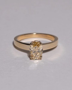 Beautiful 1.50ct lab grown yellow diamond ring oval shape fancy yellow diamond 18k solid gold fashion jewelry custom design - Product Image 3
