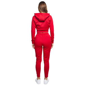 1/4 Zip <b>Women's</b> Gym <b>Jogger</b> Sweatsuit Set Custom High Waist Crop Top Hoodie with Side Pockets and Short Pants Solid Pattern - Product Image 5