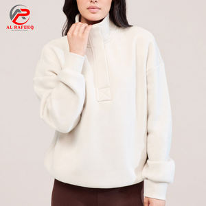 Sudadera de mujer de fabricante personalizado, jersey de cuello alto con media cremallera y ajuste relajado, Jersey holgado de manga larga, sudadera - Product Image 3