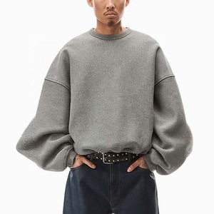 Haute qualité 100% coton éponge col rond à manches longues sweat personnalisé thermique couleur unie nouveau Style brodé pour l'hiver - Product Image 2