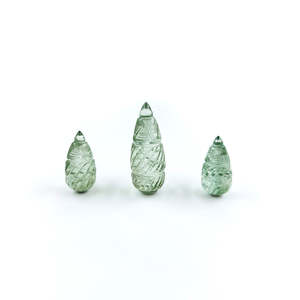 Améthyste Verte Naturelle 76,40 carats, Gouttes sculptées fantaisie, Disposition personnalisée assortie, Tailles carrée, rectangulaire, coussin, poire, Diamant, Cristal, IGI - Product Image 3