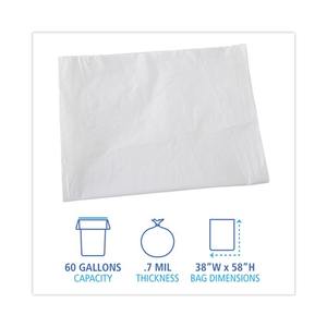Forros Industriales para Contenedores Boardwalk H7658EWK, 100 por Caja, 38 Pulgadas X 58 Pulgadas 60 Galones Plástico Blanco de 0.7 Mil para Maquinaria de Tratamiento de Residuos - Product Image 3