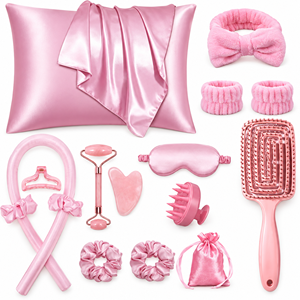 Kit Cadeau de Bigoudis Sans Chaleur de Haute Qualité avec Taie d'Oreiller en Satin, Chouchous et Bonnet de Nuit pour Boucles de Nuit - Product Image 1