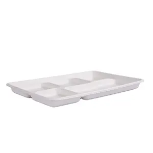 10x8 inch thực phẩm khay tấm 5 ngăn bữa ăn khay với nắp dùng một lần baggase khay USA anh Canada