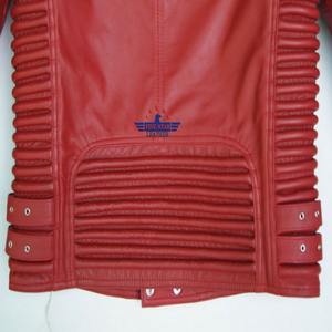 High Quality Sheepskin <b>Red</b> Leather Moto <b>Jacket</b> Men Streetwear Stylish Comfortable Durable Outerwear OEM Custom Wholesale Supply - Product Image 3