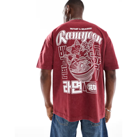 Bestseller Gecustomizeerde OEM/ODM Heren Oversized Graphic T-Shirt Rood Casual 100% Katoen Anti-Pilling Ademend Snel Droogend O-hals