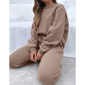 Logo personnalisé grande taille tenue décontracté mode 2 pièces à capuche ensemble survêtement sweat pantalon de survêtement survêtement pour femmes - Product Image 4