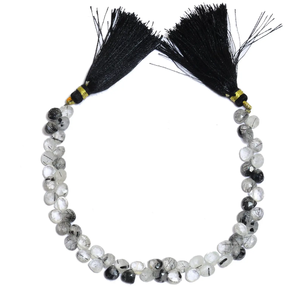 AAA + Quartz rutile naturel 6mm perles de briolette à facettes coeur noir rutile perles de briolette de pierres précieuses semi-précieuses pour bijoux - Product Image 2