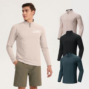 Camiseta deportiva de gimnasio para hombre de 280g, camisetas deportivas de secado rápido para correr, camisetas de manga larga atléticas activas, camiseta con cremallera de 1/4 cuartos - Product Image 1