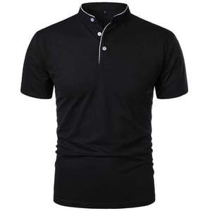 Camisetas de manga corta de verano de alta calidad para hombre, estampado personalizado, colores sólidos, cuello levantado para polos - Product Image 3