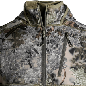 Mens Technical Outdoor <b>Camo</b> <b>Jacket</b> with Lichen Forest Print Full Zip Hooded Performance Top and Specialized Zippered Chest - Product Image 6