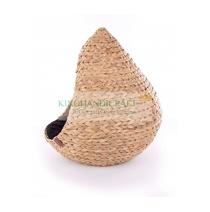 เตียงสัตว์เลี้ยงผ้ากำมะหยี่แบบหรูหราผ้าทอมือน้ำธรรมชาติผักตบชวารูปทรงหยดน้ำมีคุณสมบัติในการระบายความร้อนแบบเส้นใยตรงจากเวียดนาม - Product Image 3