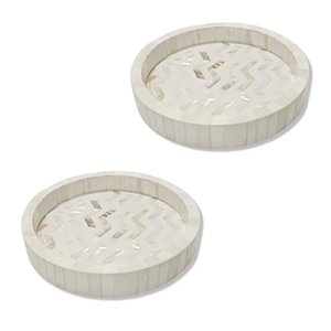 Elégant plateau de service rond en nacre ivoire clair vadrouille parfait pour la décoration de restaurant d'hôtel à la maison du Vietnam - Product Image 5