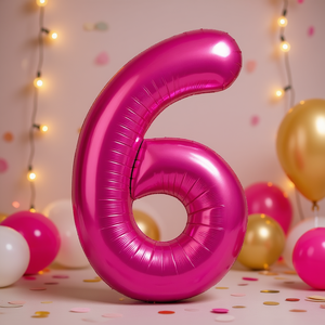 Globo de fiesta Party Love Número Fucsia N6 80cm Bolsa de 12 piezas - Product Image 3
