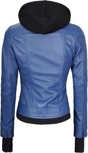 Custom Women's Hooded <b>Leather</b> <b>Jacket</b> Genuine Lambskin <b>Jacket</b> with Removable Hood by Leading Manufacturer and Exporter - Product Image 5