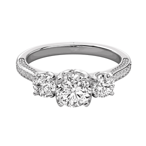 Bague de fiançailles à trois pierres en diamant taille ronde - Product Image 1