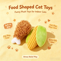 Ensemble de jouets pour chat sur le thème alimentaire, poulet et maïs en peluche avec herbe à chat, jouet interactif souple à mâcher pour chats d'intérieur et chatons