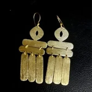 Pendientes de botón geométricos clásicos de moda, de latón, hechos a mano, chapados en oro, unisex - Product Image 1