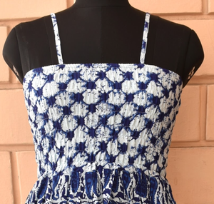 Vestido Largo con Rayas Indigo para Mujer, Ligero, de Algodón, para Verano, Playa y Dormir, Estilo Maxi - Product Image 2