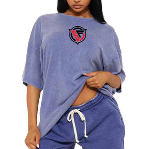 T-shirt surdimensionné délavé à l'acide vintage personnalisé pour femmes Coupe ample Col rond T-shirt à manches courtes pour femmes fabriqué au Pakistan - Product Image 3