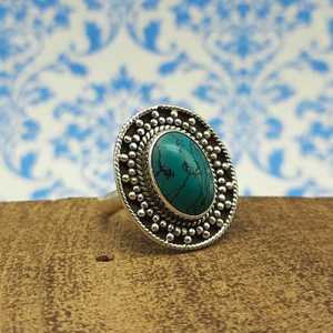 Piedra preciosa turquesa hecha a mano 925 anillo bohemio de plata esterlina anillos de plata modernos anillos hechos a mano piedras preciosas de plata personalizadas - Product Image 1