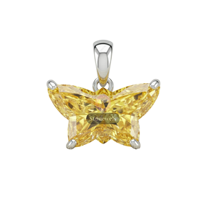 ไอเดียของขวัญคริสต์มาสสำหรับสามี เครื่องประดับเงินแท้ 925  จี้เพชร D VVS สีเหลือง ดีไซน์หรูหรา ไม่ซ้ำใคร รูปผีเสื้อ - Product Image 1