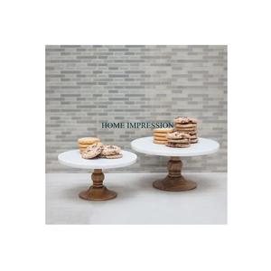 India Origin Supplier Selling Elegant Design Wedding Decoration Dining <b>Table</b> Wooden and Marble Cake Pedestal Stand <b>for</b> <b>Sale</b> - Product Image 1