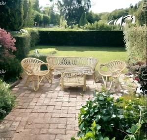 Sofá acolchado de bambú natural de estilo elegante, juego de sillas con mesa para sala de estar, patio, jardín, restaurante, discotecas, sofá, Último precio - Product Image 2