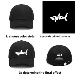 Gorra de Béisbol Unisex Personalizada de 6 Paneles, Algodón, Ajustable, con Logotipo de Tiburón Impreso en Serigrafía, Estilo Urbano, Color Sólido - Product Image 1