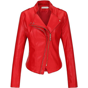 Chaqueta corta de moda para mujer, ropa informal ajustada, informal, de gran tamaño, con cremallera sólida, prendas de vestir para mujer, abrigo, chaqueta de cuero para motocicleta para mujer - Product Image 1