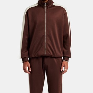 Logotipo personalizado invierno correr 100% algodón espacios en blanco sudadera traje gimnasio Fitness medias conjuntos cremallera con capucha chándales de gran tamaño para hombres - Product Image 1