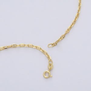 925 Sterling Silber Vergoldete Kreuzschliff-<span class=keywords><strong>Rizi</strong></span>-Gliederkette Halskette 45cm 4,5g Federringverschluss 60mm Drahtdurchmesser - Product Image 3