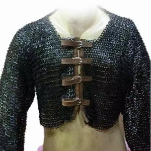 เสื้อเกราะครึ่งตัวแบบยุโรปยุคกลาง ทำด้วยมือจากเหล็กอ่อน  แบบโซ่เหล็ก  ห่วงแบนขนาด 9 มม.  ติดหมุด  แฟชั่น  ไอเดียของขวัญ - Product Image 1