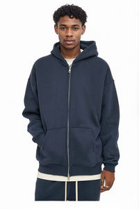 Veste à capuche surdimensionnée à double fermeture éclair pour hommes de qualité supérieure sweat à capuche zippé en coton polaire imprimé bouffant personnalisé fabricant de vêtements - Product Image 3