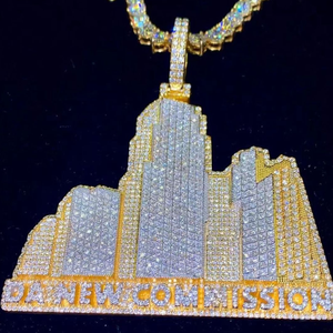 Joyería Hip Hop Personalizada al por Mayor, Colgante de Letra con Nombre Inicial, Chapado en Platino/Oro, con Incrustaciones de Moissanita, Plata 925, Unisex - Product Image 4