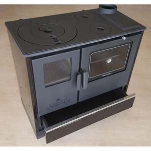 Poêle à bois moderne en aluminium moulé HOSSEVEN MF114, modèle Villa, intérieur/extérieur, écologique, bois de chauffage/IPN - Product Image 4