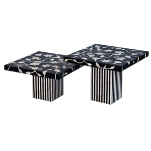 Mesa auxiliar de hueso para sala de estar con patas de latón dorado para muebles para mantener la taza de café y la bandeja para servir de calidad superior - Product Image 1