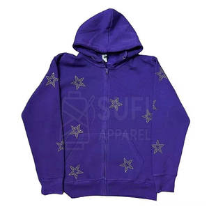 Sweat à capuche en coton doux avec strass, couleur personnalisée, hiver, tissu durable, vêtement décontracté - Product Image 1