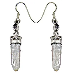 Boucles d'oreilles pendantes vintage en argent tibétain et quartz pour femme, serties de pierres en forme de goutte d'eau, bijoux fantaisie - Product Image 1