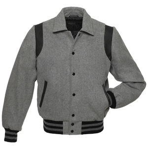 Venta al por mayor en blanco para hombre Letterman chaqueta mangas de cuero negro bombardero Varsity chaqueta de béisbol con logotipo personalizado Servicio OEM. - Product Image 4