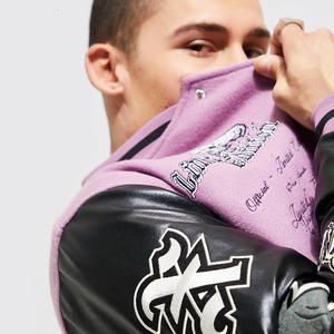 Hombres personalizado nuevo bordado de manga de cuero de béisbol Letterman Varsity chaqueta para los hombres al por mayor suave polar Varsity chaqueta - Product Image 4