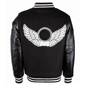 Venta al por mayor negro personalizado bordado Logo Varsity chaquetas de los hombres mangas negras Letterman hombre chaquetas de lana para hombre transpirable - Product Image 2