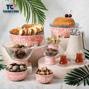 Plateaux de service noirs de haute qualité plateaux de chocolat en nacre pour servir pour le Ramadan Eid vacances Koweït Qatar Arabie Saoudite - Product Image 5